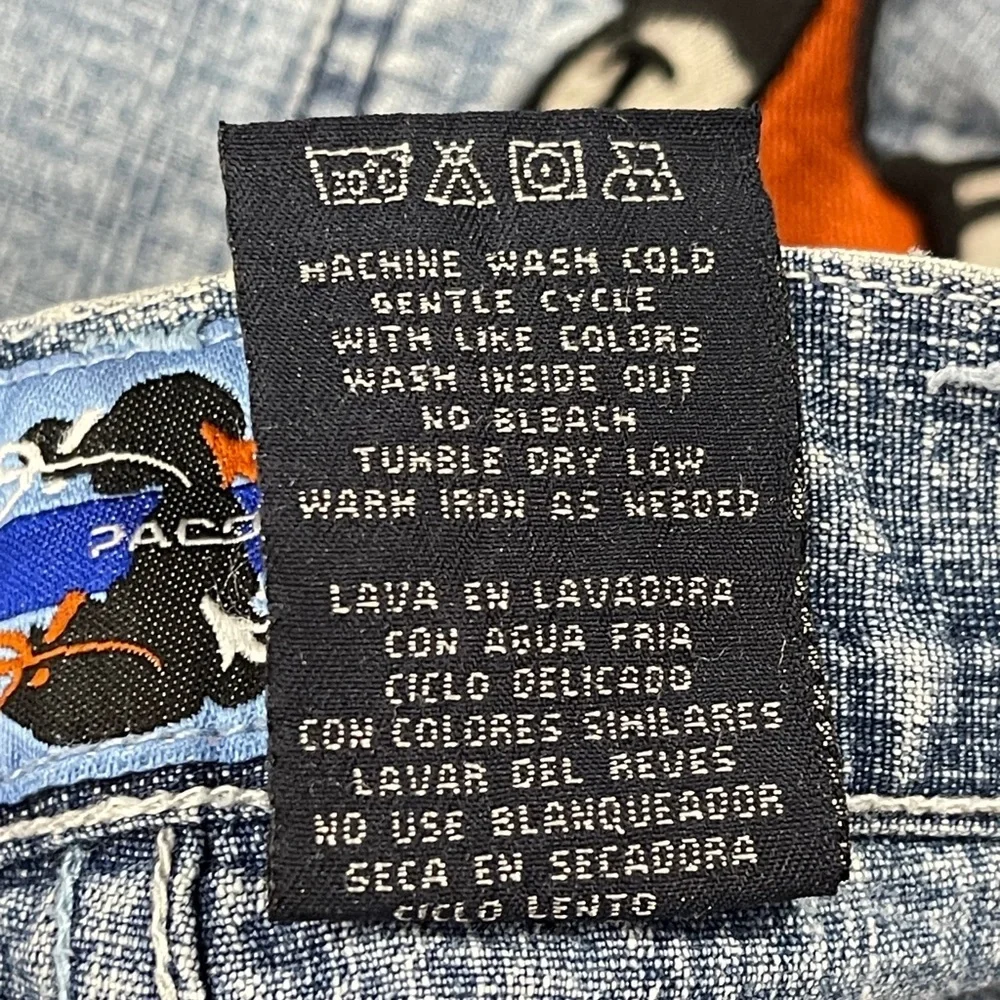 Vintage Paco Jeans Blue Wide Leg Skater Streetwear Jeans Boys 7 Embroidered
